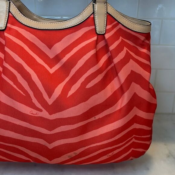 Coach Purse Handbag Tote Pocketbook Devin Exotic Stripe Zebra Print Shoulder Bag - Picture 6 of 16